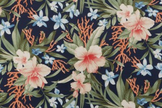 Tommy Bahama Fleur Le Mar Printed Polyester Outdoor Fabric in Ink