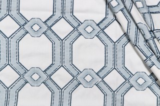 Heritage Fabrics Avignon Embroidered Decorator Fabric in Delft 
