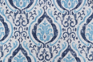 Covington Alhambra Printed Cotton Drapery Fabric in 54-Sapphire 