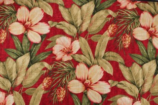 Covington Fiona Printed Linen Blend Drapery Fabric in 349-Vintage Red 