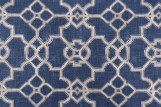 Jennifer Adams Julian Printed Cotton Drapery Fabric 593-Indigo for Covington 