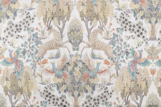 Trevi Fabrics Banter Printed Cotton Drapery Fabric in Teal 