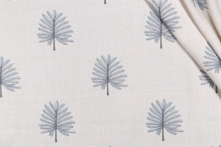 Trevi Fabrics Frond Embroidered Drapery Fabric in Indigo 