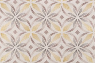 Kaleidoscope Embroidered Drapery Fabric in Sandstone