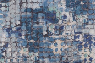 Moonstruck Printed Cotton Drapery Fabric in Oceana