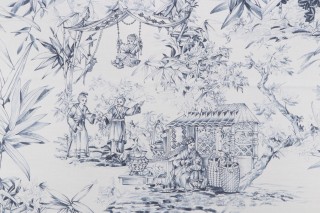 Bellano Printed Drapery Fabric in Blue