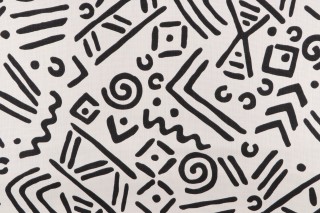 Ronnie Gold Doodle Printed Drapery Fabric in Black for Home Accents