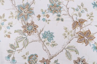 Robert Allen Meadowview Printed Cotton Twill Drapery Fabric in Capri