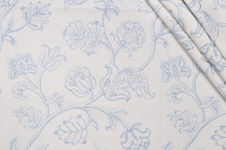 Scalamandre Encanto Embroidered Drapery Fabric in Powder Blue