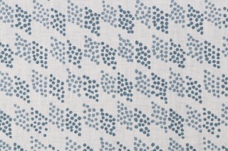 Fonthill DH Dots Printed Linen Drapery Fabric in Blue Heaven
