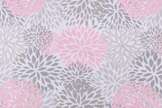 Premier Prints Blooms Printed Cotton Drapery Fabric in Baby Pink