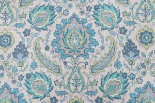 Covington Bursa Printed Linen Blend Drapery Fabric in 521-Aquamarine