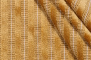 1 Yard Scalamandre Rosendal Stripe Grospoint Velvet Upholstery Fabric in Gold