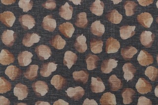 Abstract Dots Printed Linen Drapery Fabric in Topaz