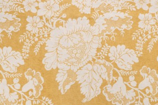 Scalamandre Duchess Damask Decorator Fabric in Ochre & Ecru