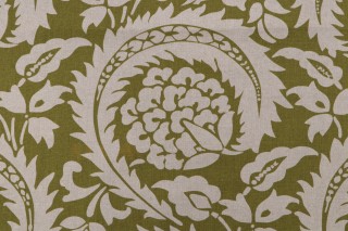Lacefield Lisbon Printed Cotton Blend Drapery Fabric in Olive 