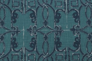 Lacefield Seville Printed Cotton Blend Drapery Fabric in Prussian Blue 