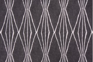 Robert Allen Handcut Shapes Printed Cotton Drapery Fabric in Charcoal
