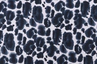 Lacefield Leopard Printed Cotton Blend Drapery Fabric in Cadet