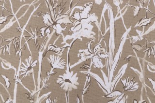 Lacefield Garden Party Printed Cotton Blend Drapery Fabric in Sand