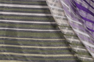 1 Yard Scalamandre Kitwe Sheer Drapery Fabric in Plum/Green/Grey