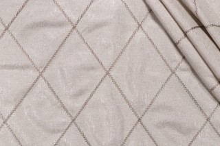 Starling Embroidered Drapery Fabric in Taupe