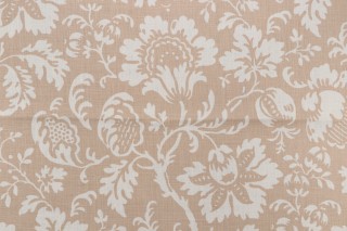 Scalamandre Ellen Printed Linen Drapery Fabric in Beige