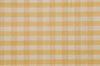 Scalamandre Ticking Check Printed Drapery Fabric in Beige/Gold