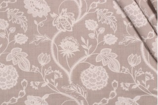 Valiant Fabrics Marissa Embroidered Drapery Fabric in Stone