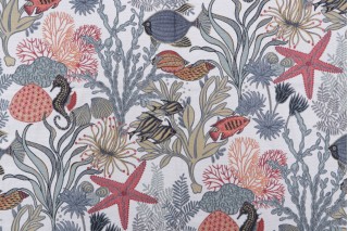 Mill Creek Fish Sticks Tapestry Upholstery Fabric in Marine
