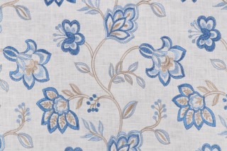 Jaclyn Smith Yani Embroidered Drapery Fabric in Navy for Fabricut