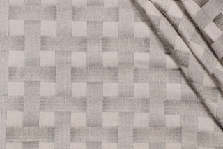 Grey Watkins Grillwork Embroidered Decorator Fabric in Silver