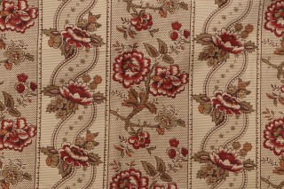 Scalamandre Ann Maria Printed Silk Decorator Fabric in Tomato,Avocado,Chocolate