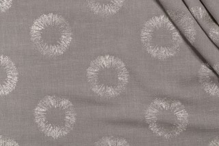 Solange Embroidered Drapery Fabric in Platinum