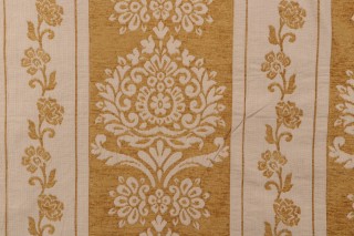 Grey Watkins Ravenna Chenille Damask Upholstery Fabric in Gold