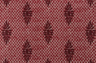 Lacefield Boca Printed Cotton Drapery Fabric in Garnet 