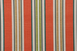 Bryant Fabrics Baja Linen Stripe Printed Polyester Outdoor Fabric in Coral
