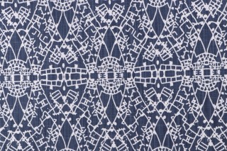 Lacefield Caledonia Printed Cotton Blend Drapery Fabric in Navy
