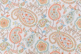 Paisley Dance Printed Cotton Drapery Fabric in Summer