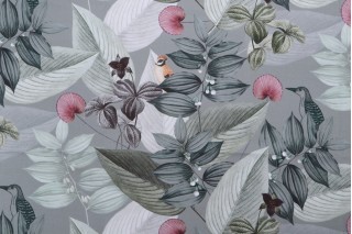 Stof France Hochi Printed Cotton Drapery Fabric in Lichen