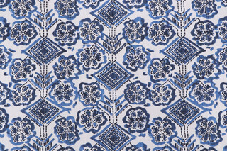 Lacefield Brody Printed Cotton Blend Drapery Fabric in Cobalt 