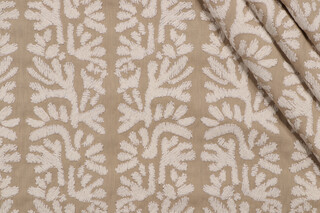 PK Lifestyles Coral Embroidered Drapery Fabric in Linen 