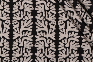 PK Lifestyles Coral Embroidered Drapery Fabric in Onyx 