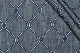 PK Lifestyles Griffith Embroidered Drapery Fabric in Chambray 
