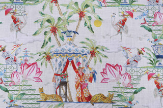 Harrison Howard Distant Skies Printed Linen Blend Drapery Fabric in Gardenia 