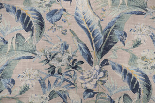 PK Lifestyles Eternal Bloom Printed Cotton Blend Drapery Fabric in Shoreline 