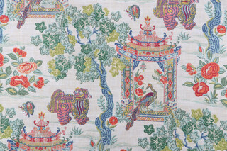 PK Lifestyles Utopian Garden Printed Cotton Blend Drapery Fabric in Bloom 