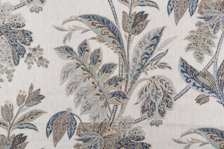 Echo Vinaya Printed Linen Drapery Fabric in Indigo for Kravet CLOSEOUT