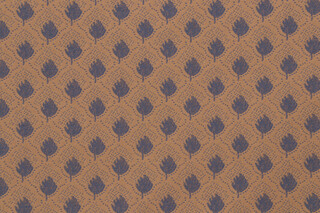 Fonthill Stafford Leaf Woven Upholstery Fabric in Blue/Sandalwood 