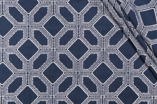 PK Lifestyles Goa Embroidered Drapery Fabric in Indigo 